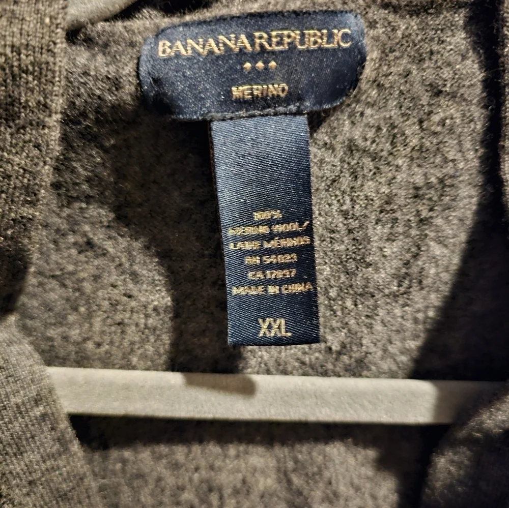 Men's Banana Republic Merino Wool Gray Sweater Shrunk to a Medium NOT XXL